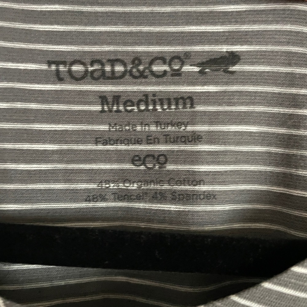 Toad&Co T-Shirt Dress Women Medium Gray Striped Organic Cotton Tencel Casual - Picture 3 of 10